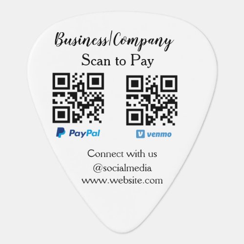 Scan to pay q r code paypal venmo add your website guitar pick