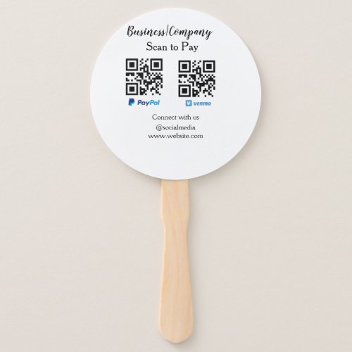 Scan to pay q r code paypal venmo add your website hand fan