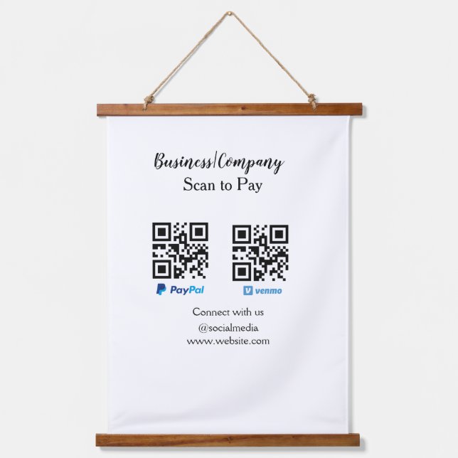 Scan to pay q r code paypal venmo add your website hanging tapestry (Front)