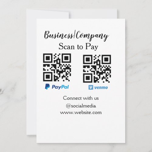 Scan to pay q r code paypal venmo add your website holiday card