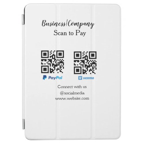 Scan to pay q r code paypal venmo add your website iPad air cover