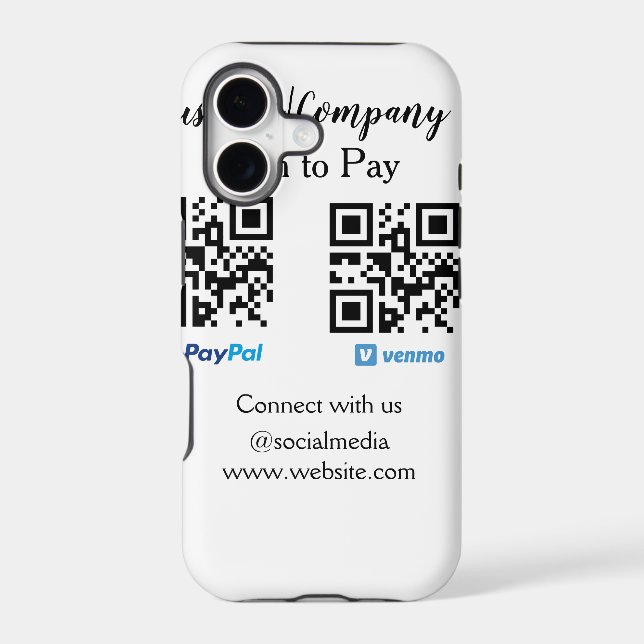 Scan to pay q r code paypal venmo add your website iphone case (Back)