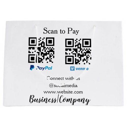 Scan to pay q r code paypal venmo add your website large gift bag