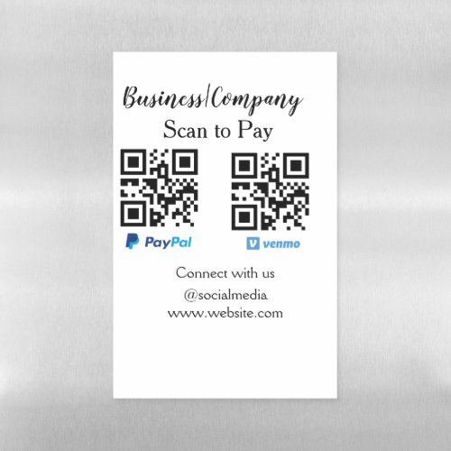 Scan to pay q r code paypal venmo add your website magnetic dry erase sheet