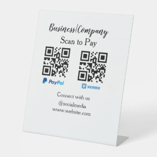 Scan to pay q r code paypal venmo add your website pedestal sign