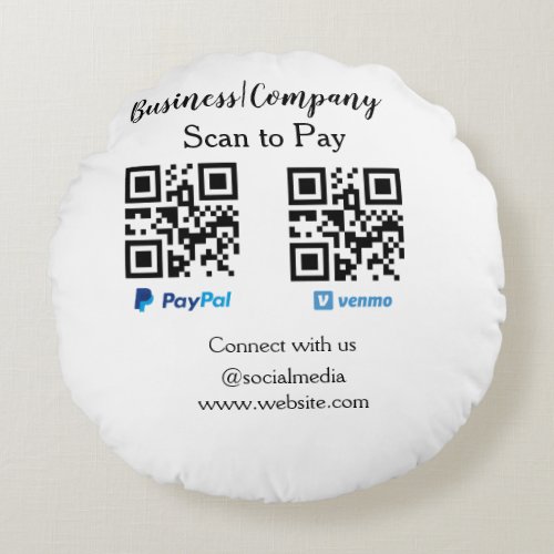 Scan to pay q r code paypal venmo add your website round pillow