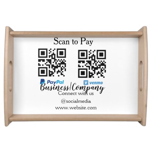 Scan to pay q r code paypal venmo add your website serving tray