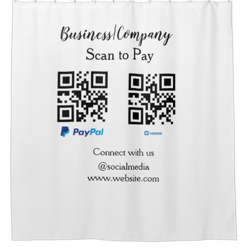 Scan to pay q r code paypal venmo add your website shower curtain