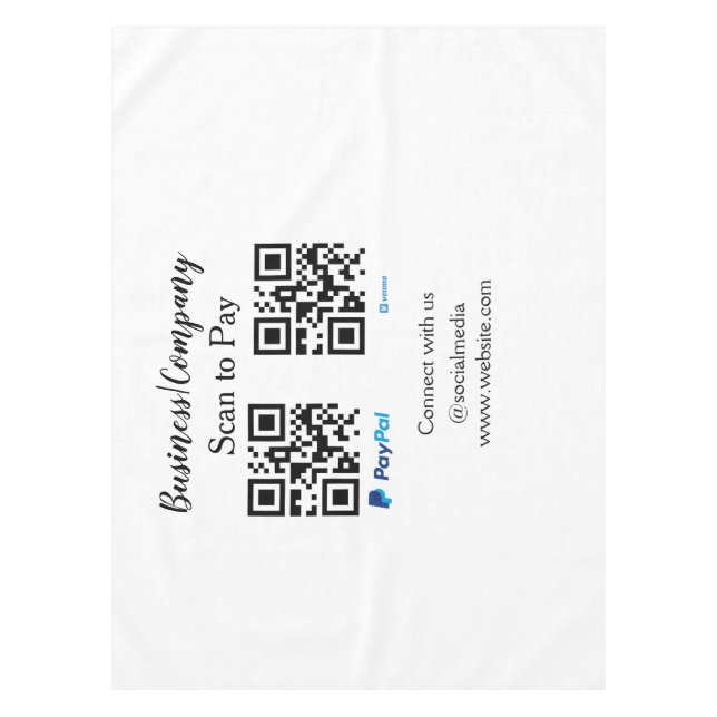 Scan to pay q r code paypal venmo add your website tablecloth (Front)