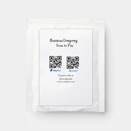 Scan to pay q r code paypal venmo add your website tea bag drink mix