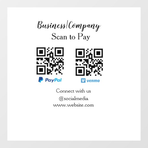 Scan to pay q r code paypal venmo add your website window cling