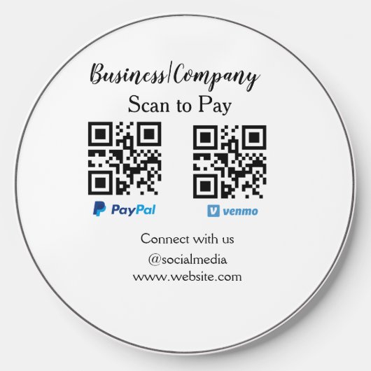 Scan to pay q r code paypal venmo add your website wireless charger (Front)