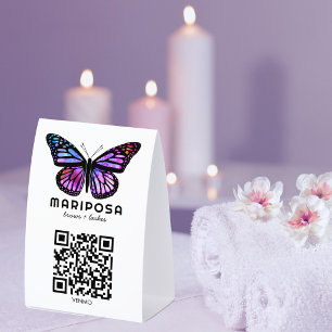 SCAN TO PAY QR Butterfly Esthetician Beauty Salon Paper Table Tent
