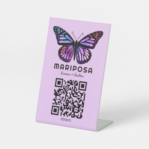 SCAN TO PAY QR Butterfly Esthetician Beauty Salon Pedestal Sign