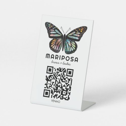 SCAN TO PAY QR Butterfly Esthetician Beauty Salon Pedestal Sign