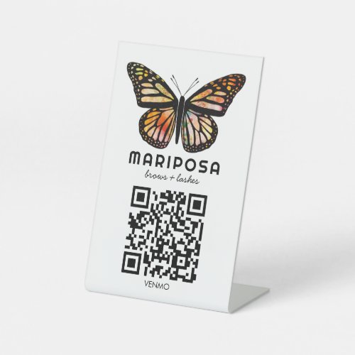 SCAN TO PAY QR Butterfly Esthetician Beauty Salon Pedestal Sign