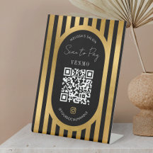 Scan To Pay QR Code Black & Gold Salon Shop