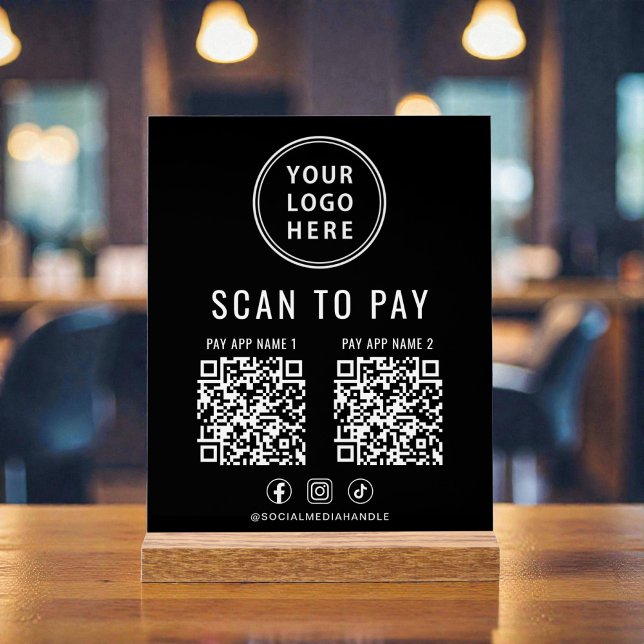 Scan to Pay QR Code Black Tabletop Acrylic Sign (Scan to Pay QR Code Black Tabletop Acrylic Sign)