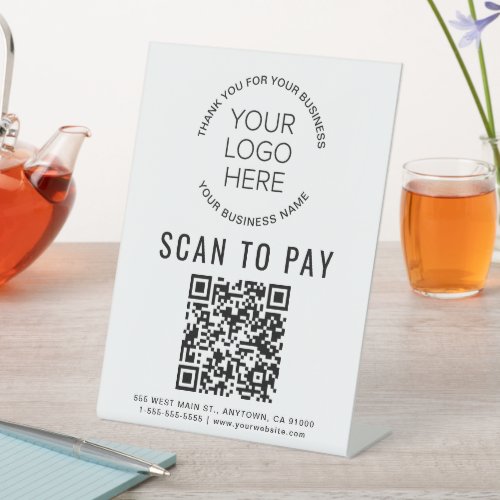 Scan to Pay QR Code Business Logo Pedestal Sign