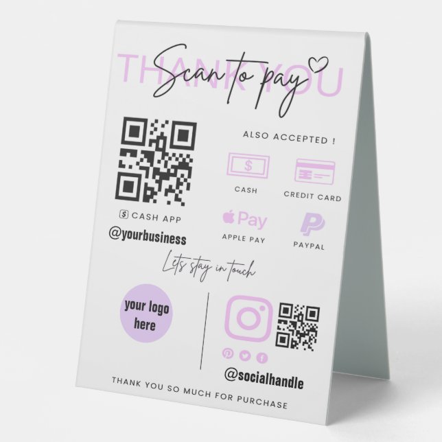 Scan to Pay QR Code Business Sign Custom (Front)