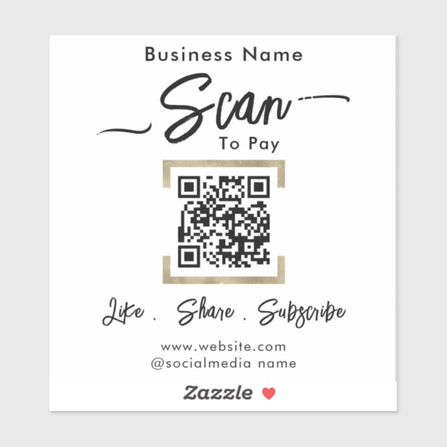 Scan to Pay QR Code Business Sticker (Sheet)