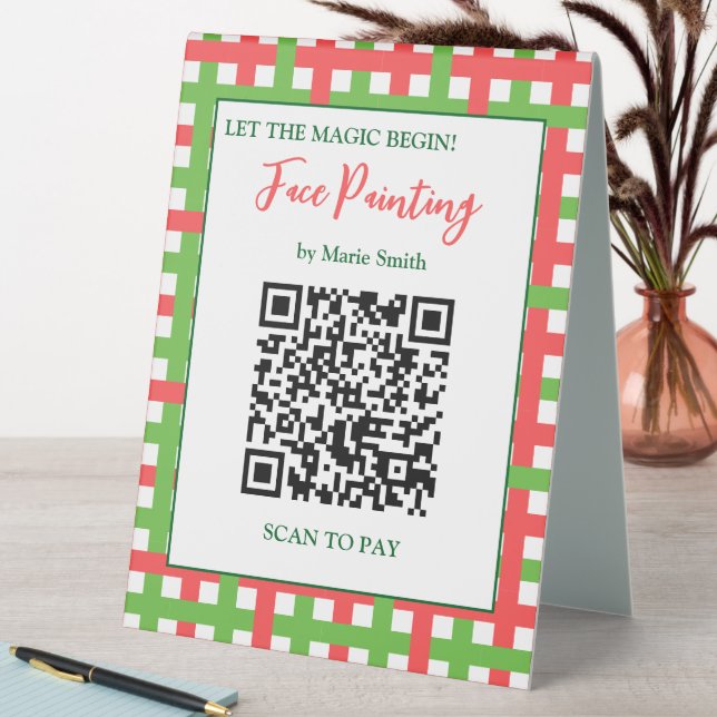 Scan to Pay QR Code Face Painting Summer Festival Table Tent (In SItu (Table))
