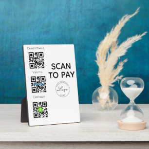 Scan to pay QR Code Logo Contactless Sign Plaque