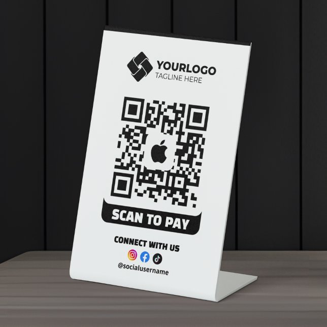 Scan to Pay QR Code Payment Apple Pay Logo Pedestal Sign (Creator Uploaded)