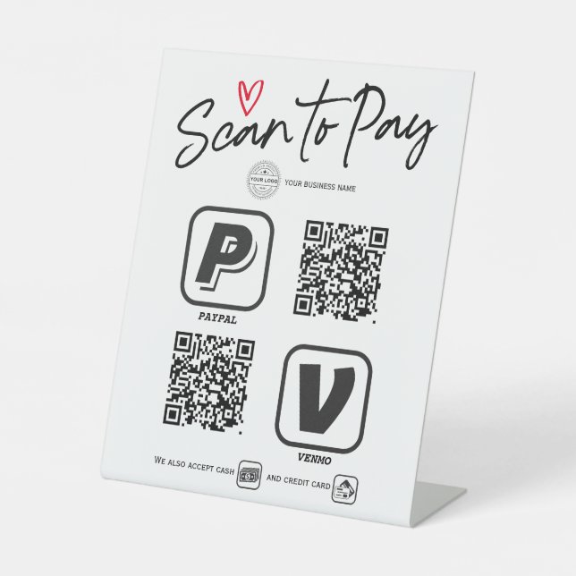 Scan to pay QR code payment option Modern sign (Front)