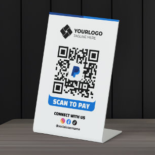 Scan to Pay QR Code Payment Paypal Logo Pedestal Sign