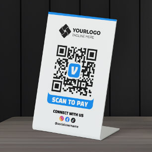 Scan to Pay QR Code Payment Venmo Logo Pedestal Sign