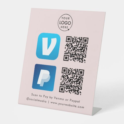 Scan to Pay  QR Code Payment Venmo Paypal Pink Pedestal Sign