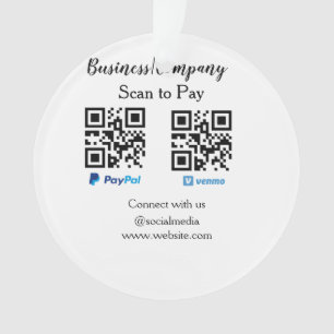 Scan to pay QR code PayPal Venmo add your website Ornament