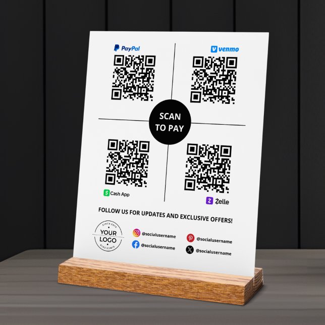 Scan to Pay QR Code PayPal, Venmo, Cash App, Zelle Acrylic Sign (Creator Uploaded)