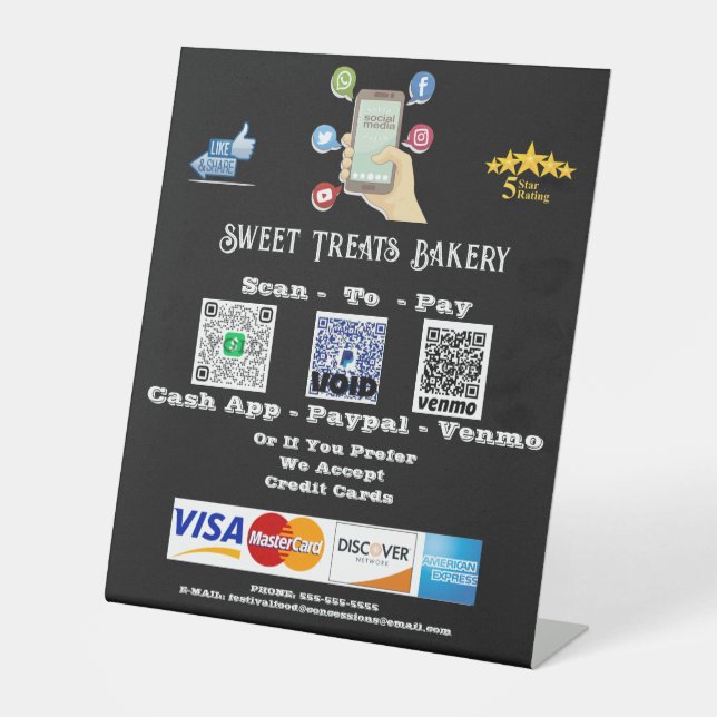 "Scan To Pay" QR Code Pedestal Sign  (Front)