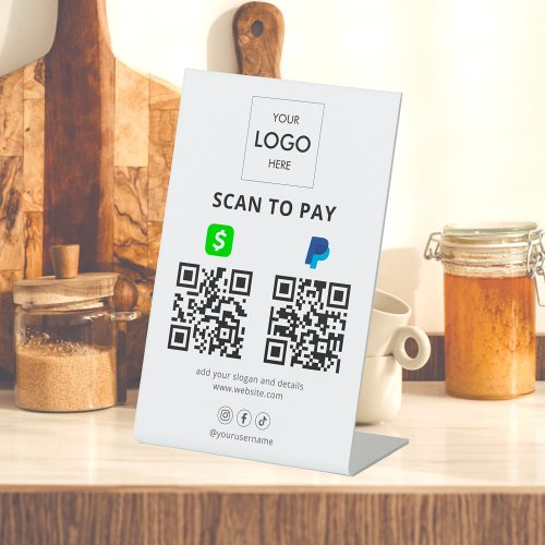 Scan To Pay QR Code Social Media Pedestal Sign
