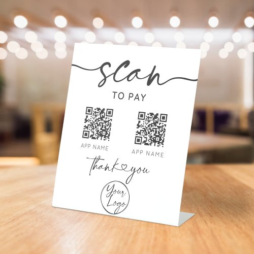 Scan To Pay QR Code White Pedestal Sign