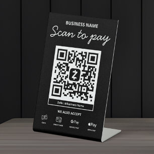 Scan to Pay QR Code Zelle & More Pedestal Sign