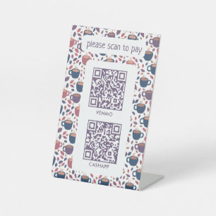 SCAN TO PAY QR CODES Espresso Coffee Shop Pedestal Sign