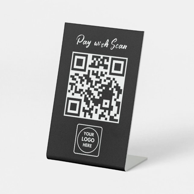 Scan to Pay QR Display Stand Modern Pedestal Sign (Front)