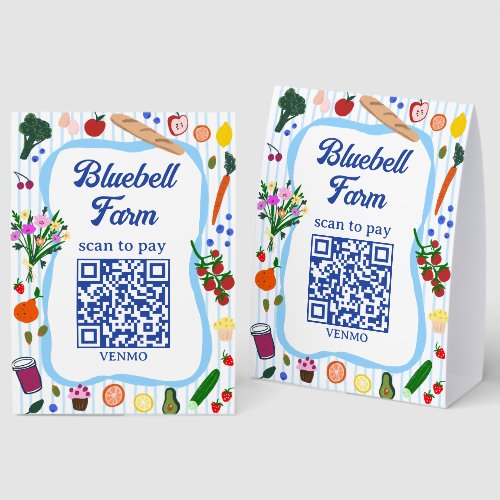 SCAN TO PAY QR Farmers Market Farm Stand CUSTOM  Paper Table Tent