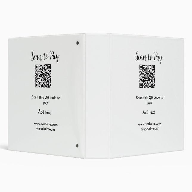 Scan to pay scan QR code add website email details 3 Ring Binder (Background)