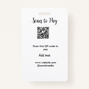 Scan to pay scan QR code add website email details Badge