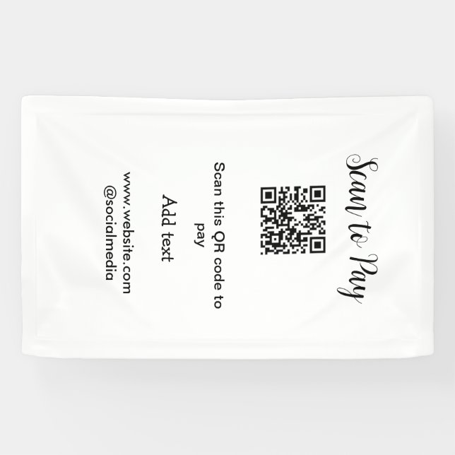 Scan to pay scan QR code add website email details Banner (Horizontal)