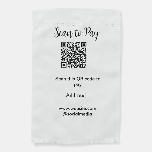 Scan to pay scan QR code add website email details Garden Flag (Front)