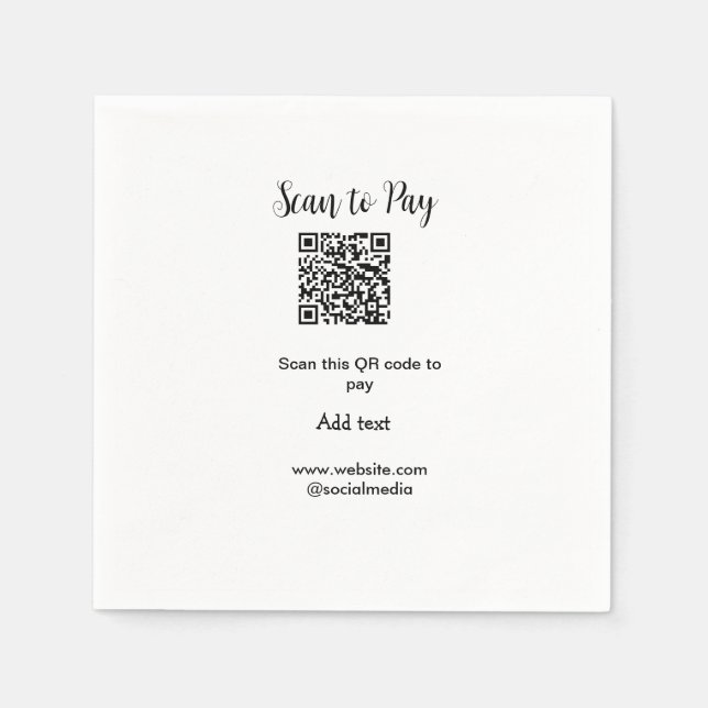 Scan to pay scan QR code add website email details Napkins (Front)