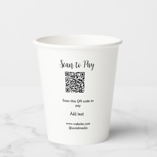 Scan to pay scan QR code add website email details Paper Cups