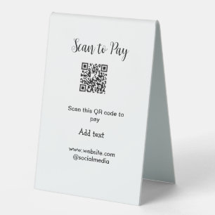 Scan to pay scan QR code add website email details Table Tent