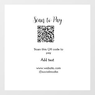 Scan to pay scan QR code add website email details Window Cling