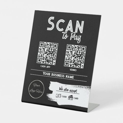 scan to pay sign urban black with 2 QR codes